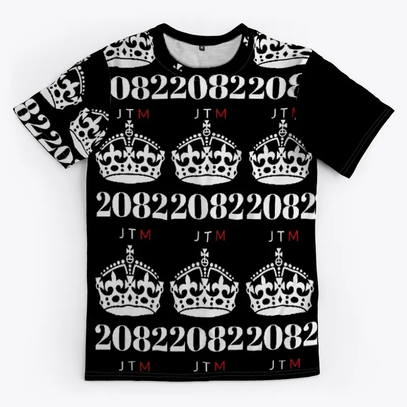 JTM 2082 BLK ALL OVER LOGO PRINT TEE